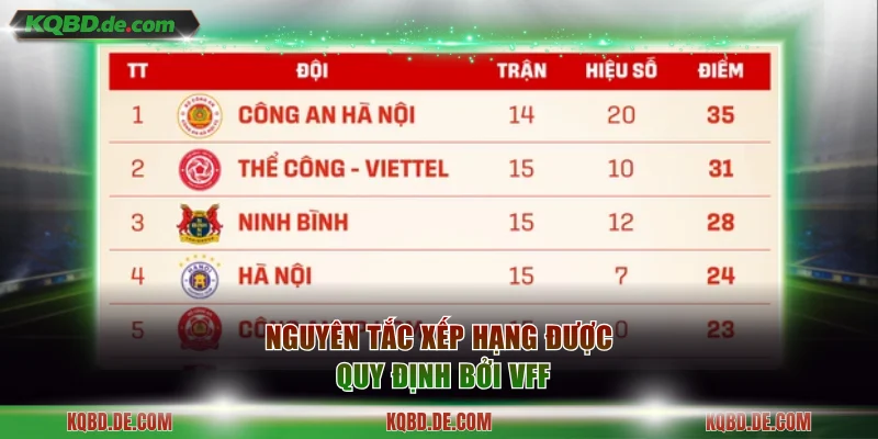 Nguyên tắc xếp hạng được quy định bởi VFF